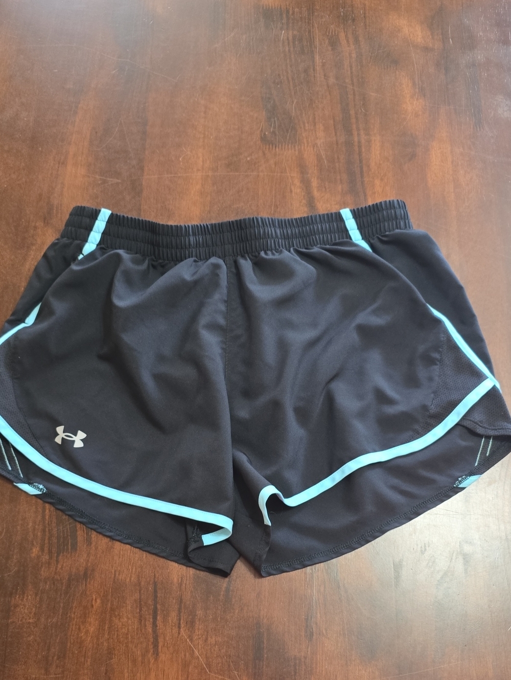 Under Armour Black Athletic Shorts with Light Blue Trim